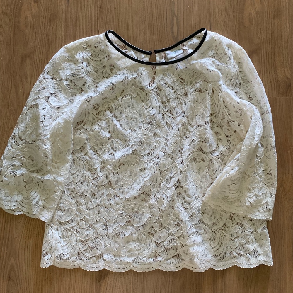 Bisou Bisou lace 3/4 sleeve top XL
